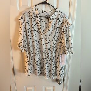 Sweet Rain Black and White Ruffled Blouse